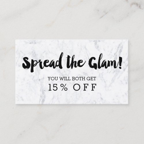 Referral card glam modern black typography marble
