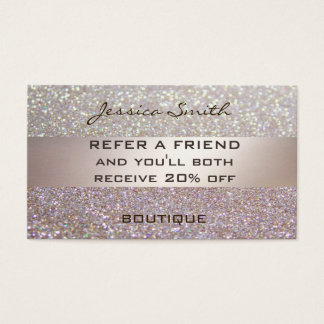 Referral card glamorous faux chic glittery