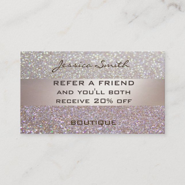 Referral card glamorous faux chic glittery (Front)