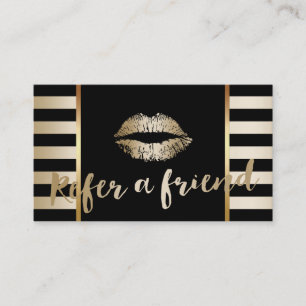 Referral Card Gold Lips Makeup Artist Modern