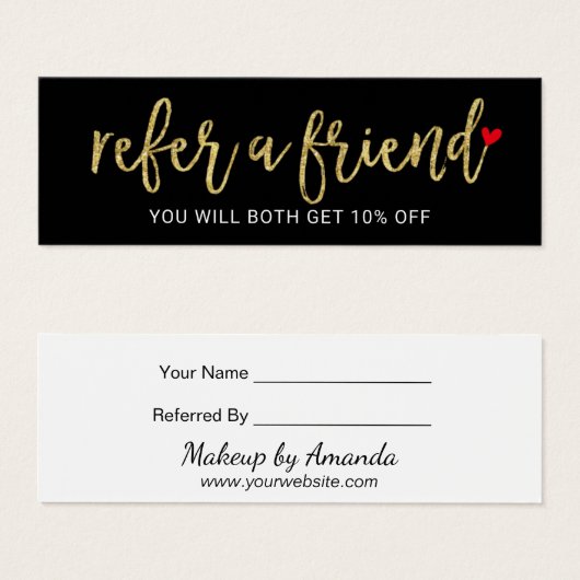 Referral Card | Gold Script Beauty Salon (Front & Back)