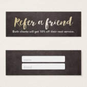 Referral Card | Gold Script Elegant Leather (Front & Back)