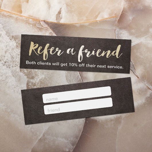 Referral Card | Gold Script Elegant Leather