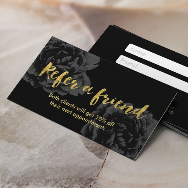 Referral Card | Gold Script Vintage Dark Floral (Creator Uploaded)