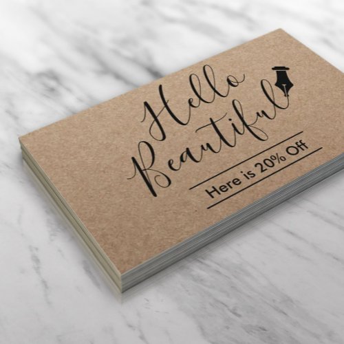 Referral Card  Hello Beautiful Salon Rustic Kraft