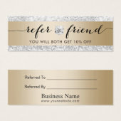 Referral Card | Luxury Silver Glitter Modern Gold (Front & Back)