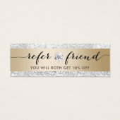 Referral Card | Luxury Silver Glitter Modern Gold (Front)