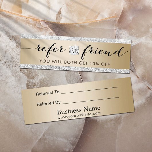 Referral Card | Luxury Silver Glitter Modern Gold
