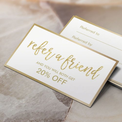 Referral Card  Minimal Gold Framed Beauty Salon