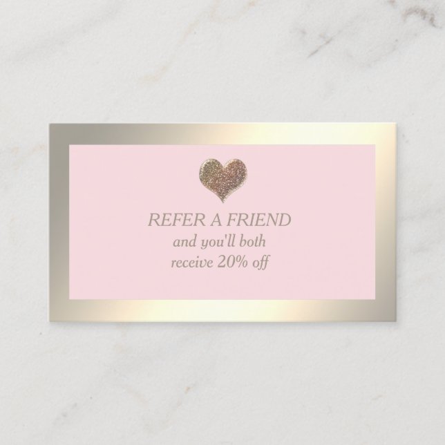 Referral card minimalist gold heart (Front)