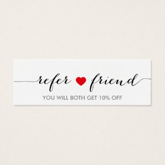 Referral Card | Minimalist Simple Red Heart Script