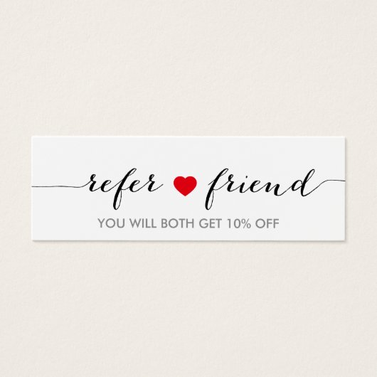 Referral Card | Minimalist Simple Red Heart Script (Front)