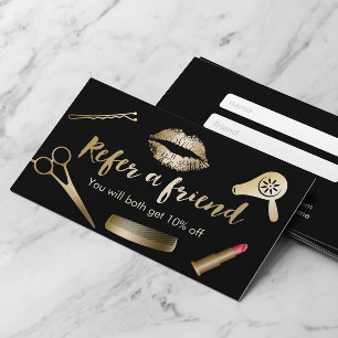 Referral Card   Modern Black & Gold Beauty Salon