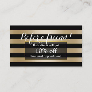 Referral Card Modern Black & Gold Stripes