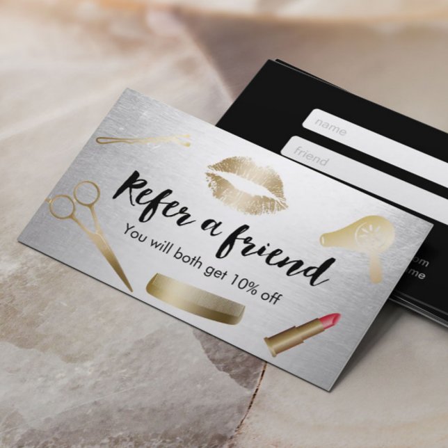 Referral Card | Modern Gold & Silver Beauty Salon (Creator Uploaded)