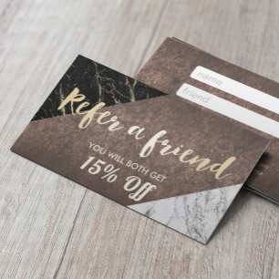 Referral Card Modern Marble Gold Script