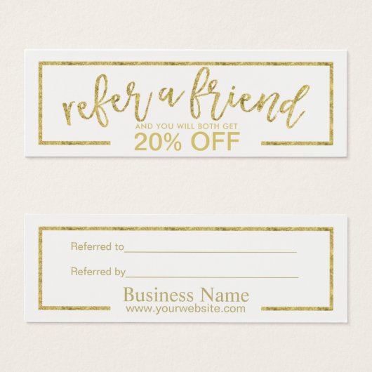 Referral Card | Modern Minimalist Gold Typography (Front & Back)