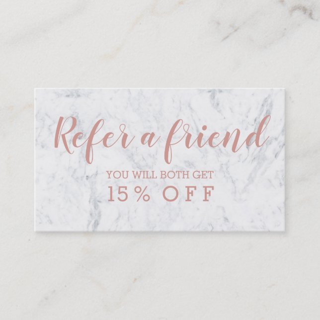 Referral card modern rose gold typography marble 2 (Front)