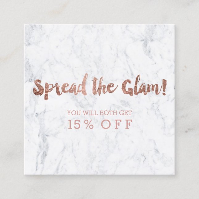 Referral card modern rose gold typography marble 3 (Front)