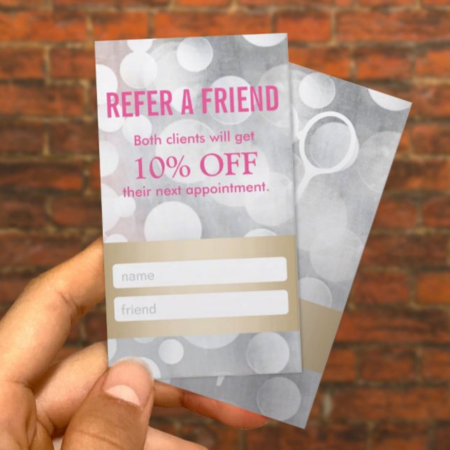 Referral Card | Modern Silver & Gold Hair Stylist (Creator Uploaded)