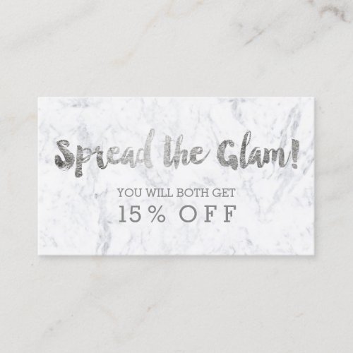 Referral card modern silver typography marble 2
