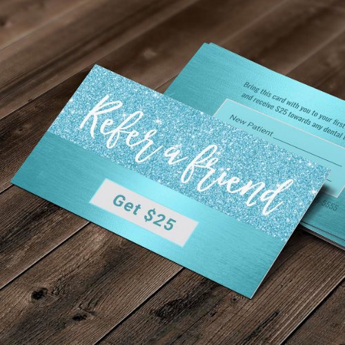 Referral Card  Modern Turquoise Dentist Dental