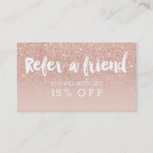 Referral card modern typography blush rose gold