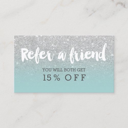 Referral card modern typography teal silver