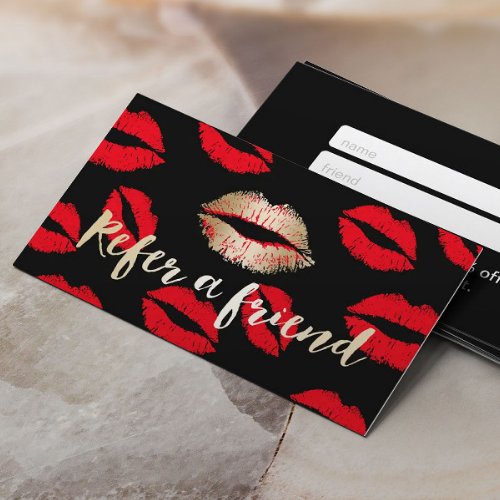 Referral Card  Red Lips Pattern Makeup Artist