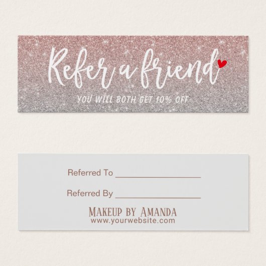 Referral Card | Rose Gold Glitter Beauty Salon (Front & Back)