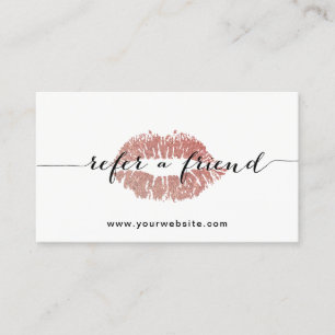 Referral Card Rose Gold Lips Salon Minimalist
