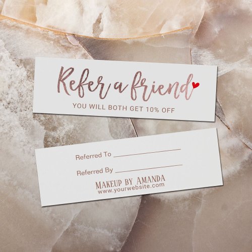 Referral Card  Rose Gold Script Beauty Salon