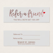 Referral Card | Rose Gold Script Beauty Salon (Front & Back)