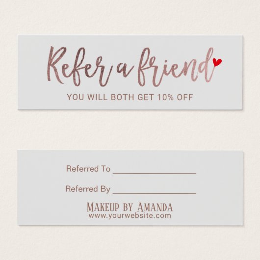 Referral Card | Rose Gold Script Beauty Salon (Front & Back)