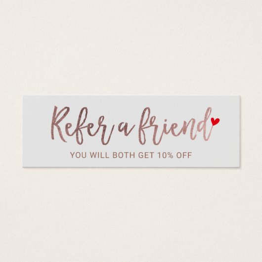 Referral Card | Rose Gold Script Beauty Salon (Front)