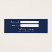 Referral Card | Rose Gold Script Navy Gold Heart (Back)