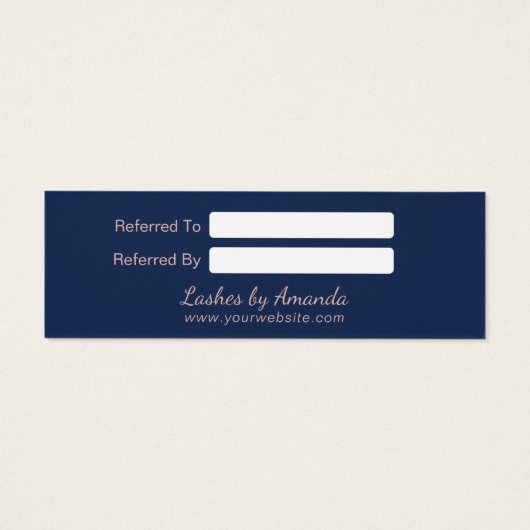 Referral Card | Rose Gold Script Navy Gold Heart (Back)