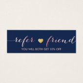 Referral Card | Rose Gold Script Navy Gold Heart (Front)