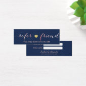 Referral Card | Rose Gold Script Navy Gold Heart (Desk)