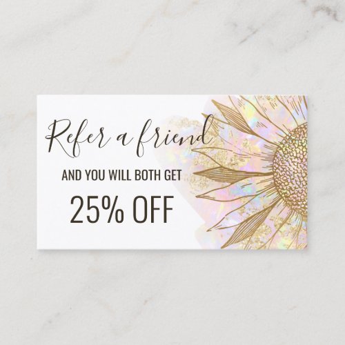 referral card sunflower design