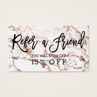 Referral card typography modern rose gold marble