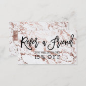 Referral card typography modern rose gold marble (Front/Back)