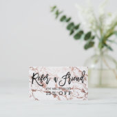 Referral card typography modern rose gold marble (Standing Front)