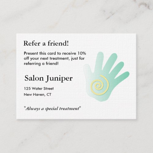 Referral Card with massage hand Business Card Template