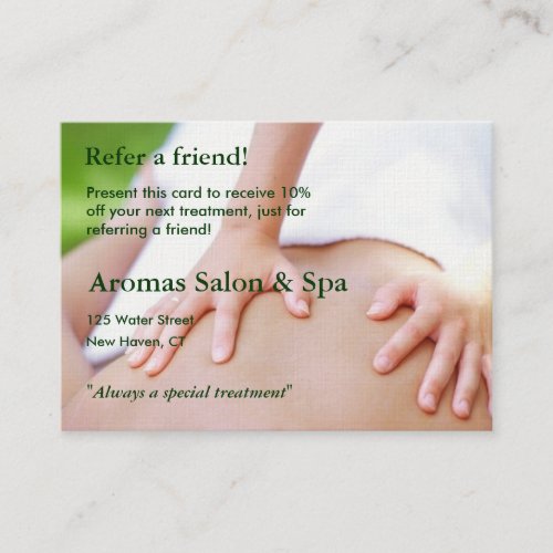 Referral Card with massage hands Business Card Templates