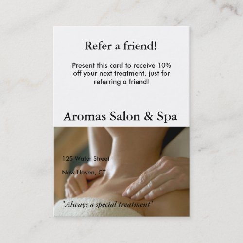 Referral Card with massage hands Business Cards