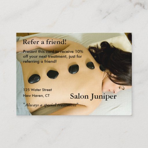 Customizable Referral Card with massage stones Business Card Template