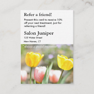 Referral Card with Pink and Yellow Tulips