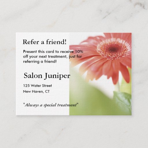 Customizable Referral Card with pink gerbera daisy Business Cards