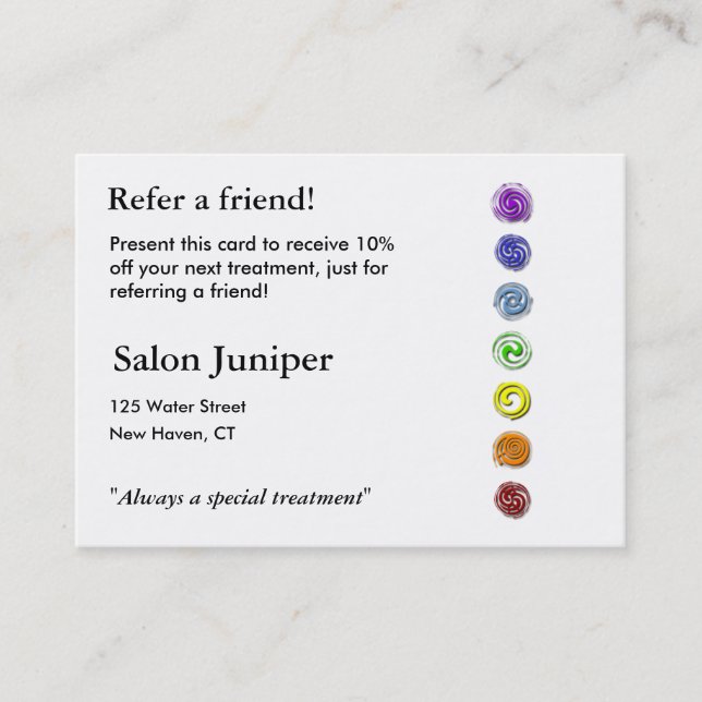 Referral Card with seven chakras (Front)